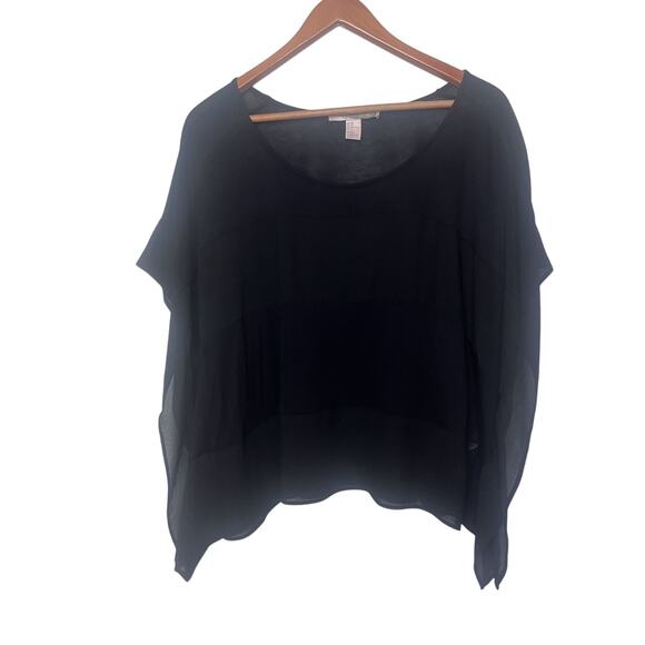 love 21 Tops - Love 21 Forever 21 Sheer Black Panel Poncho Top Sz Medium Black